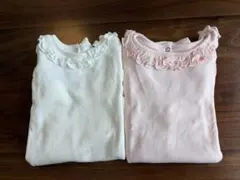プチバトー フリルロンパース 2枚セット