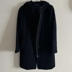 ★SHIPS★ネイビー フード付きロングコート