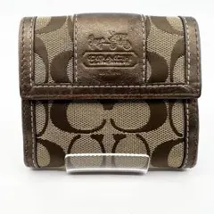 COACH コーチ 二つ折り財布 ブラウン/ベージュ シグネチャー