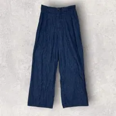 GU/ジーユー　デニムワイドパンツ　ソフトデニム　ボトムス　ベルト欠損　M