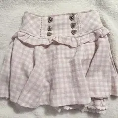 LIZLISA ギンガムチェックツイードサスペンダー付きスカパン