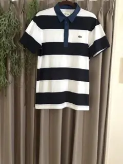 LACOSTE ストライプポロシャツ Mサイズ