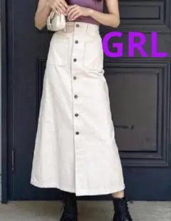 新品未使用【グレイル】GRL 前ボタンポケットツイルスカート Mサイズ 白のサムネイル