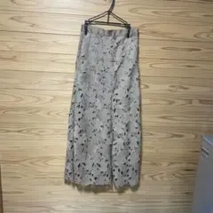 レース模様 ベージュ フレアスカート