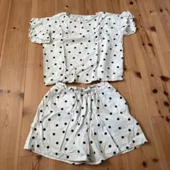グローバルワークGlobal Work ドット柄セットアップ　女の子　白のサムネイル