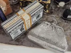 シャイニークラッチバッグセット（100ドル札デザイン＆シルバー）