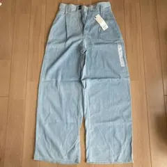 GU ライトデニムタックワイドパンツ S