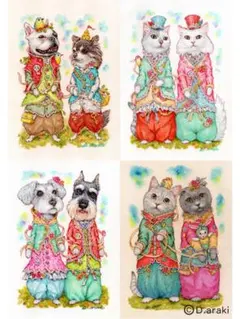 フォロワー様は価格から2800円割引き『ペット画オーダー（A4用紙　２匹描画）』