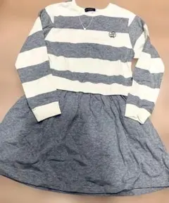 ［新品未使用］BeBe ベベ　ドッキングワンピース　ボーダーワンピース