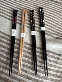 装飾付き木製箸4本セット