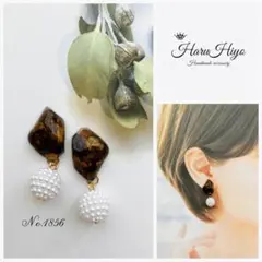 ★ №1856 ❁¨̮ 天然石タイガーアイのレジンピアス・イヤリング