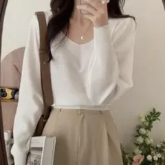 12/30までVネックニットトップス［rut308］オフホワイト