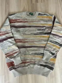 【希少・好配色】KENZO GOLF 総柄 3Dニット セーター 刺繍ロゴ