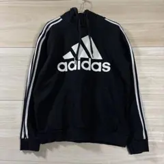 adidas ブラック フード付きパーカー M 古着