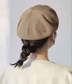 ベージュ ニット ベレー帽