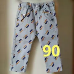 BREEZE キツネ×スケートボード柄 長ズボン デニム風 90cm