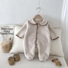 【新品未使用】ベビーロンパース 長袖もこもこボア素材 90cm
