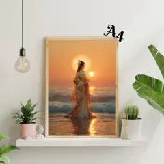 A4光に包まれる神聖アート　☆　天照大神 No.101　☆　開運ヒーリングアート