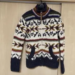 美品　SCOTCH&SODA　カウチン　ニット　肉厚　総柄　古着　ヴィンテージのサムネイル