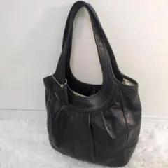 美品 COACH コーチ トートバッグ レザー 無地 ブラック ワンショルダー