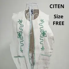 【オシャレ⭐CITEN】ユナイテッドアローズ　ベージュ　刺繍ベスト　FREEのサムネイル
