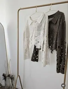 しまむら yuu 透かし編みニットプル LL 2点セット