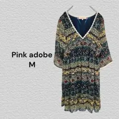 ピンクアドベ pink adobe 半袖 チュニック 花柄 Mサイズ 総柄のサムネイル