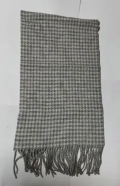 マフラー　グレー系チェック柄　ウール混紡