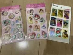 セリアディズニープリンセスシャカシャカシール２種類3Dシール計３点セット新品