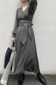 【FRAY I.D】レザーベルテッドカシュクールワンピース