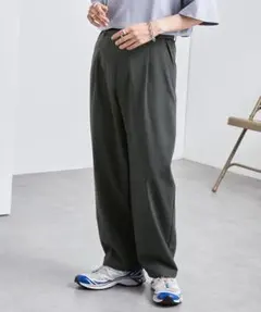 美品 モノマート タック ワイド テーパードパンツ スラックス L