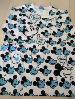 未使用　ディズニーリゾート　ミッキーマウス総柄 Tシャツ　ブルー　LL