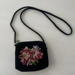 フェイラー　花柄刺繍ショルダーバッグ 黒
