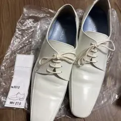 BENIR ホワイトレザードレスシューズ ポインテッドトゥ メンズ 