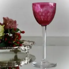 美品★希少★オールドバカラBACCARAT金赤/レッド★モリエール★ワイングラス