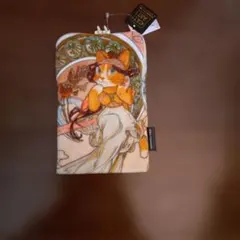 CAT ART 猫デザイン ポーチ イエロー系