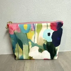 ハンドメイド　ポーチ　デニムリメイク　花柄