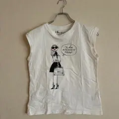 GU ホワイトノースリーブTシャツ イラスト付き