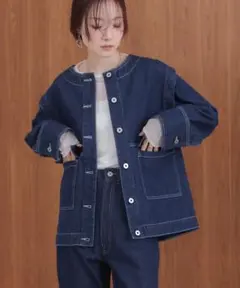 90s JonesNewYork フレンチ チャイナ インディゴ リネン シャツ 90s JonesNewYork フレンチ チャイナ インディゴ リネン シャツ
