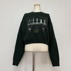 ヴィンテージ スウェット トレーナー 古着 SPINNS 緑 裏起毛 レディース