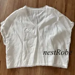 美品★ nestRobe ネストローブ　リネンレースブラウスのサムネイル