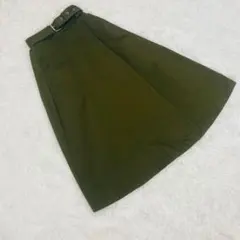 remis ベルト付き Mサイズ Aラインロングスカート カーキ 38