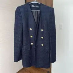 新品未使用ZARA ネイビー ダブルブレストジャケット XS