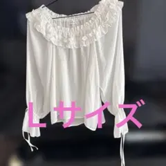 値下げ❣️Hudsonハニー　フリルブラウス　白　Ｌサイズのサムネイル