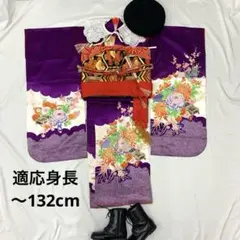 604agu34□七五三 7歳 女児 着物のみ 金駒刺繍 菊 琴□美品