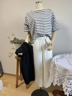 UNIQLO ワイドテーパードパンツ2本 オフホワイト S ブラックS