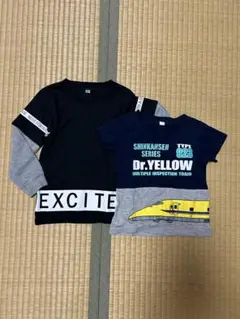 新幹線 Dr.YELLOW Tシャツ 2枚セット 半袖90 長袖95cm