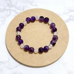 天然石 ブレスレット アメジスト 水晶 内径約48mm