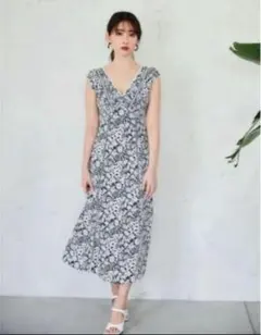 herlipto フローラルドレス ネイビー