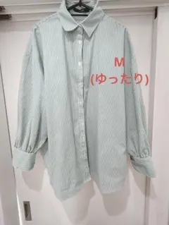 お値下げしました☆OFALO グリーンストライプ 長袖シャツ Mサイズ